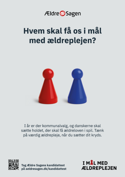 Plakat: Hvem skal få os i mål med ældreplejen?
