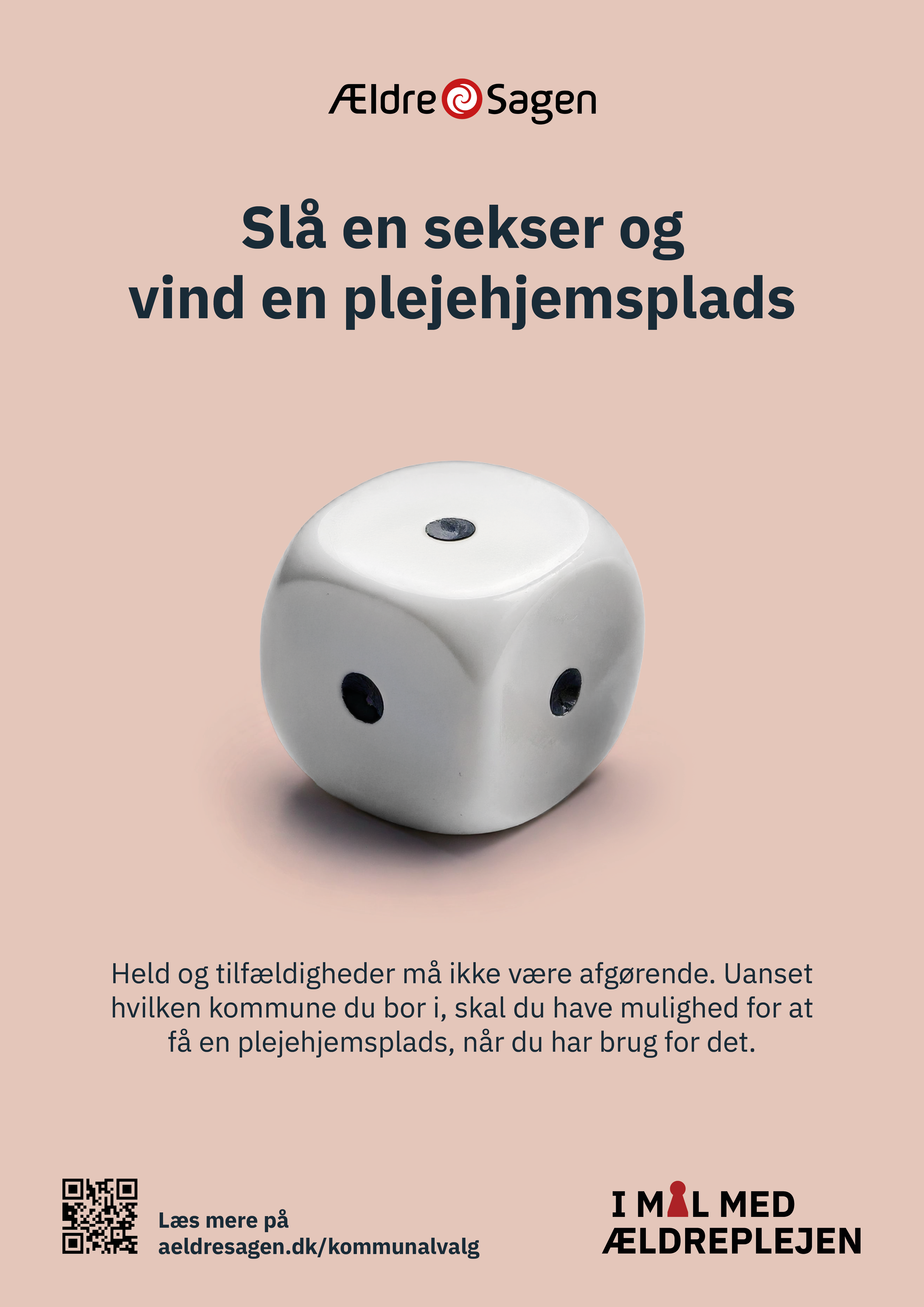 Plakat: Slå en sekser og vind en plejehjemsplads